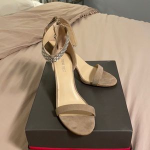 Nine West Taupe Open Toe Heeled Sandals